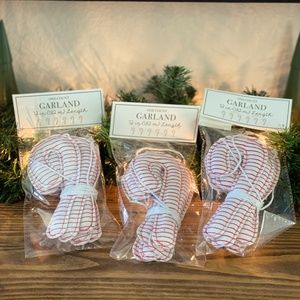 (3) Farmhouse Candy Cane Fabric Garland